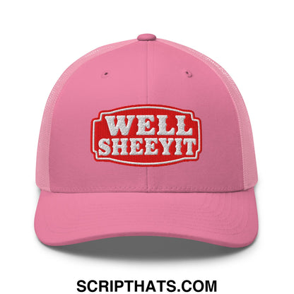 Well Sheeyit Embroidered Mesh Trucker Hat Pink
