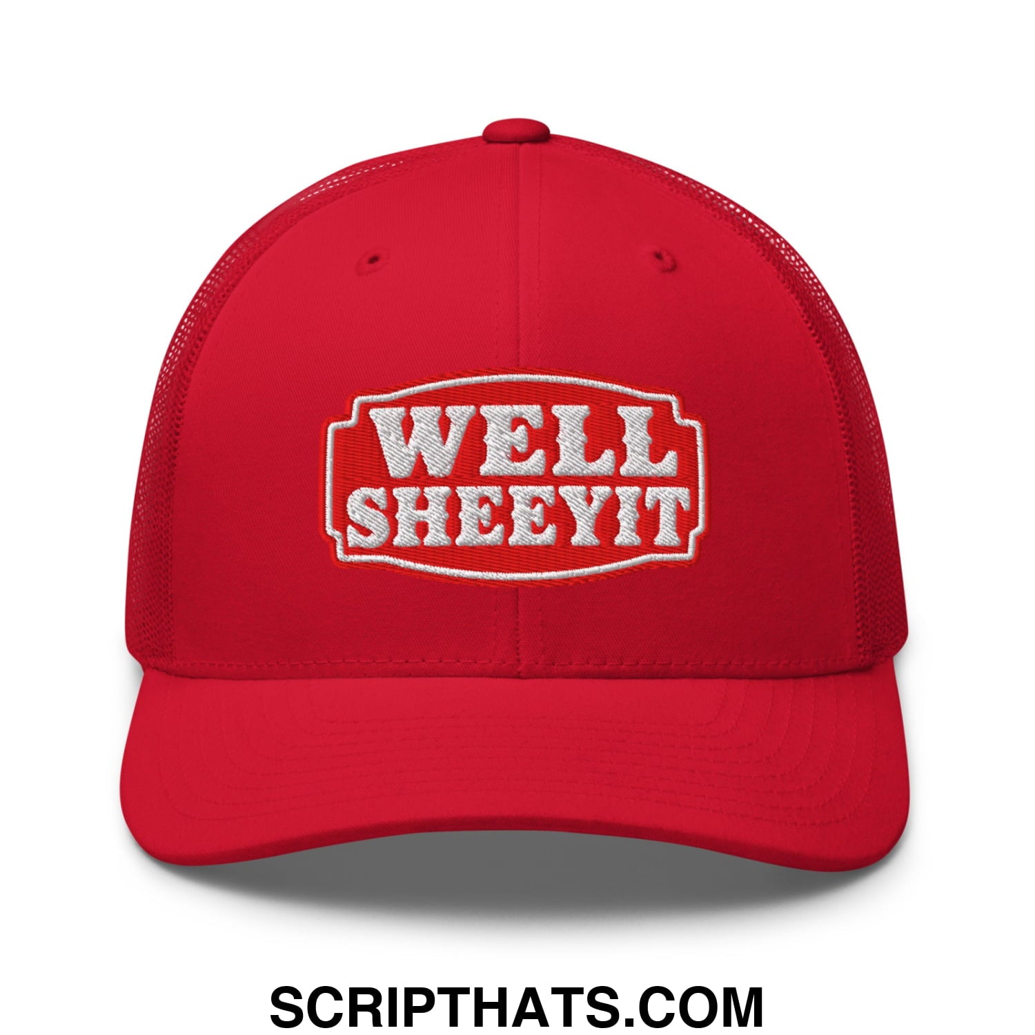 Well Sheeyit Embroidered Mesh Trucker Hat Red
