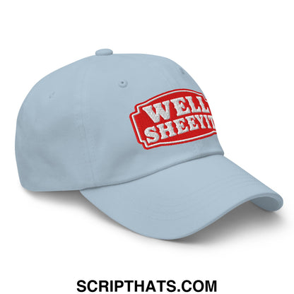 Well Sheeyit Embroidered Unstructured Dad Hat Light Blue