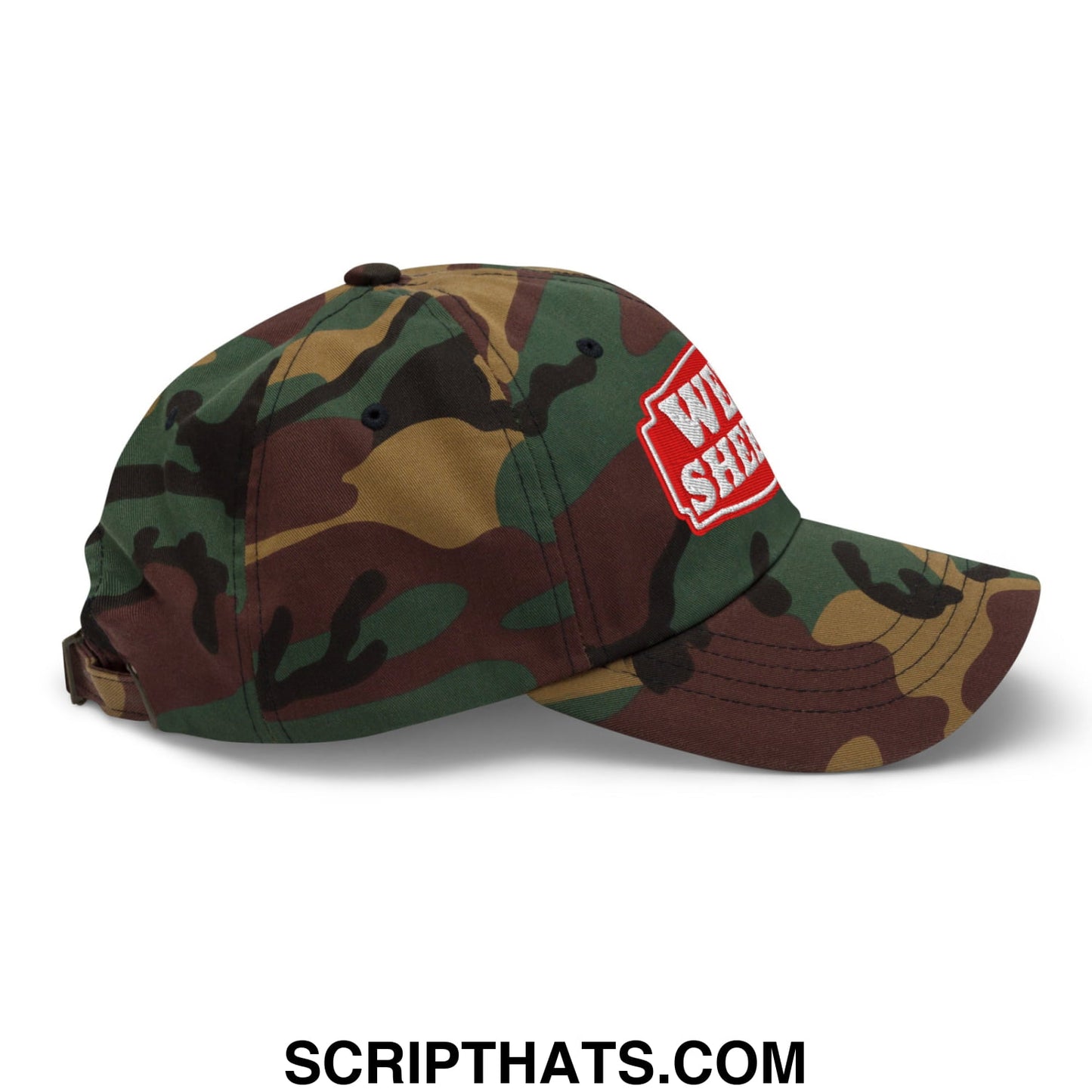 Well Sheeyit Embroidered Unstructured Dad Hat Green Camo