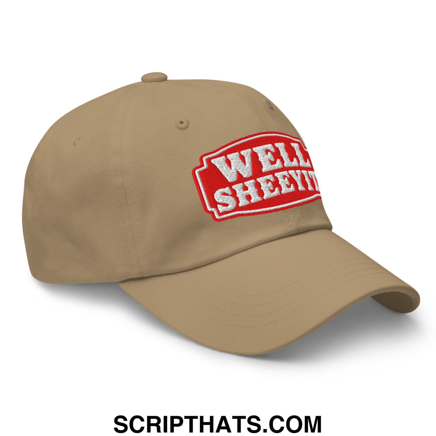 Well Sheeyit Embroidered Unstructured Dad Hat Khaki