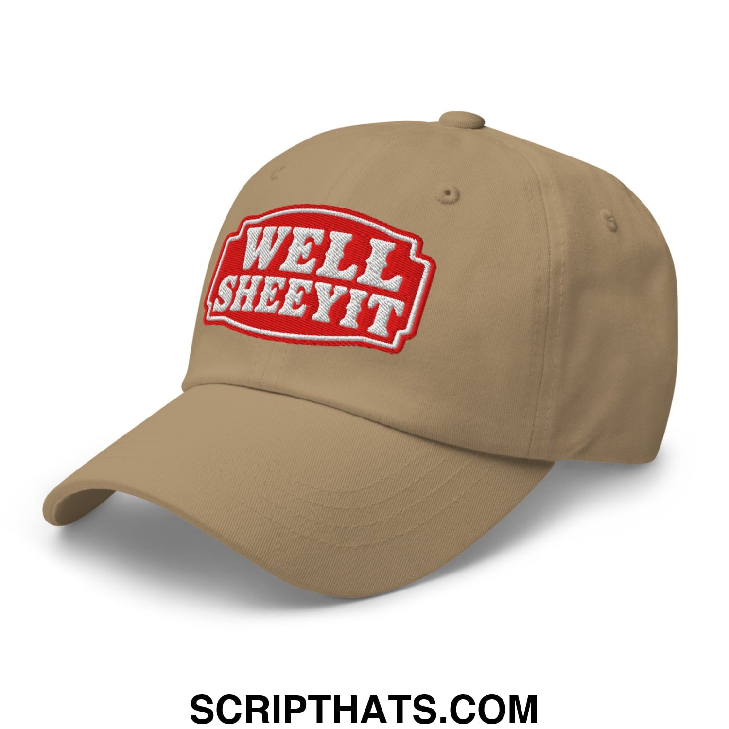 Well Sheeyit Embroidered Unstructured Dad Hat Khaki