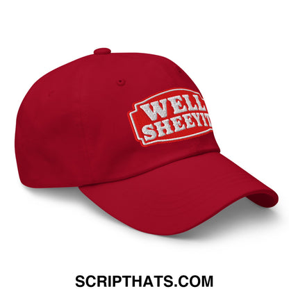 Well Sheeyit Embroidered Unstructured Dad Hat Cranberry