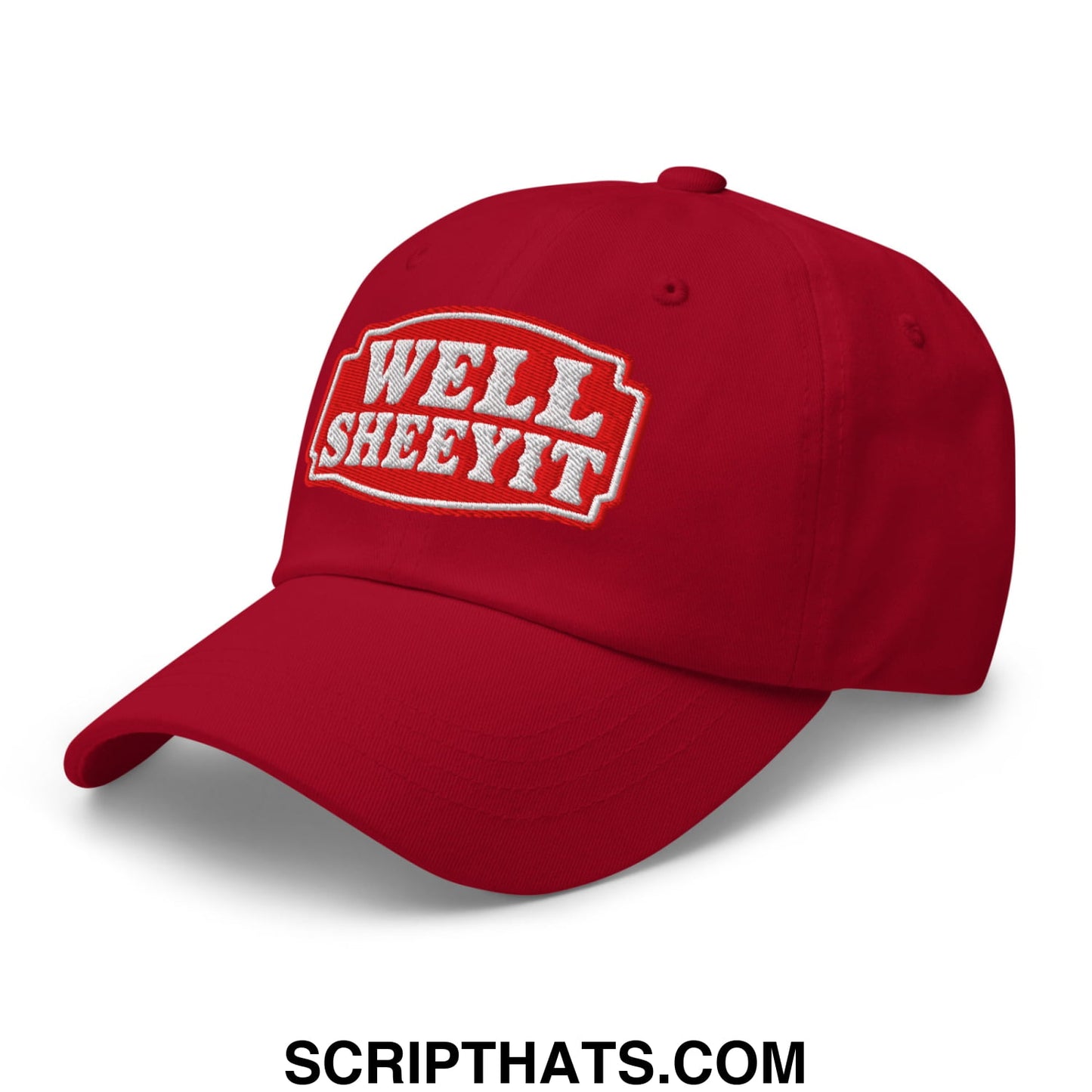 Well Sheeyit Embroidered Unstructured Dad Hat Cranberry
