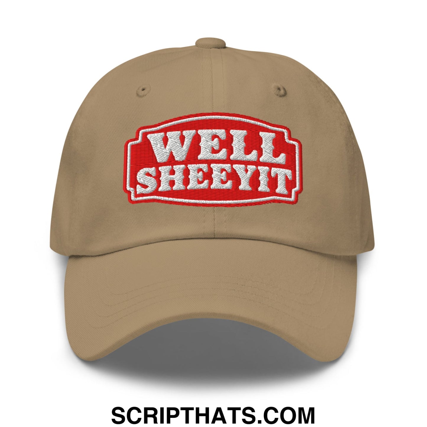 Well Sheeyit Embroidered Unstructured Dad Hat Khaki