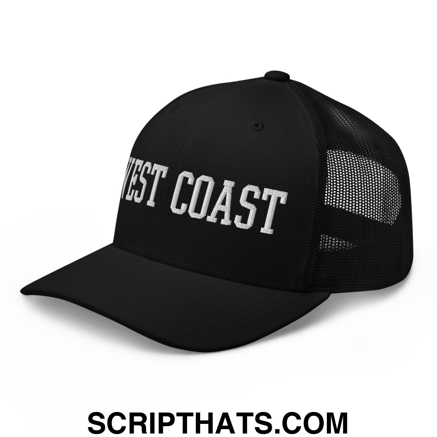 West Coast Embroidered Mesh Trucker Hat Black