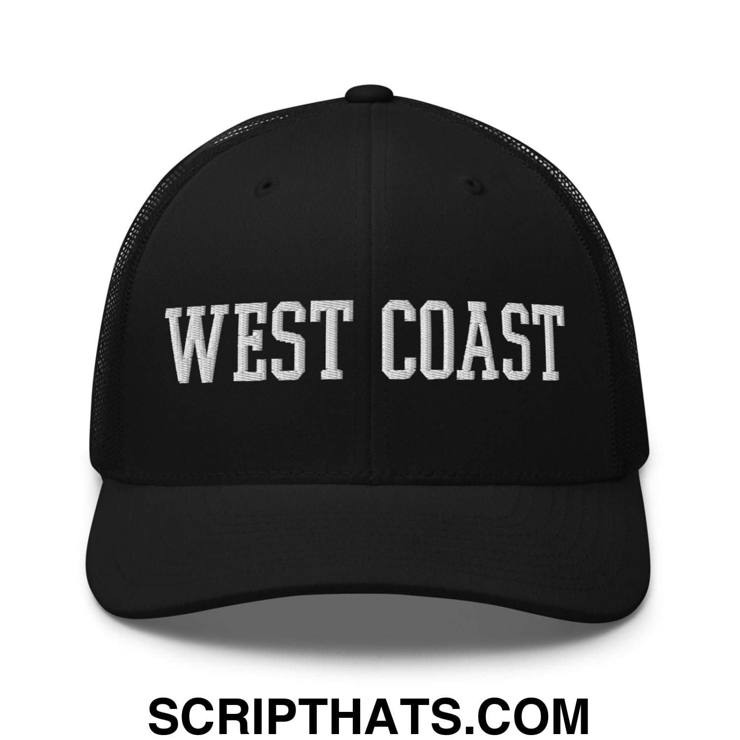 West Coast Embroidered Mesh Trucker Hat Black