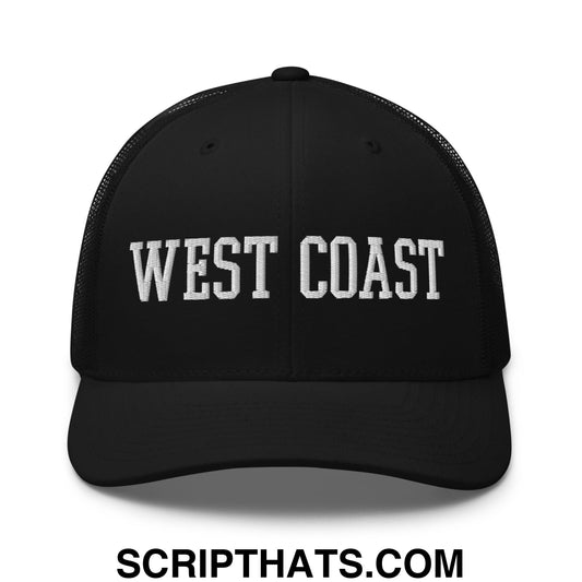 West Coast Embroidered Mesh Trucker Hat Black