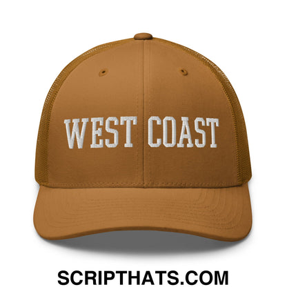 West Coast Embroidered Mesh Trucker Hat Caramel