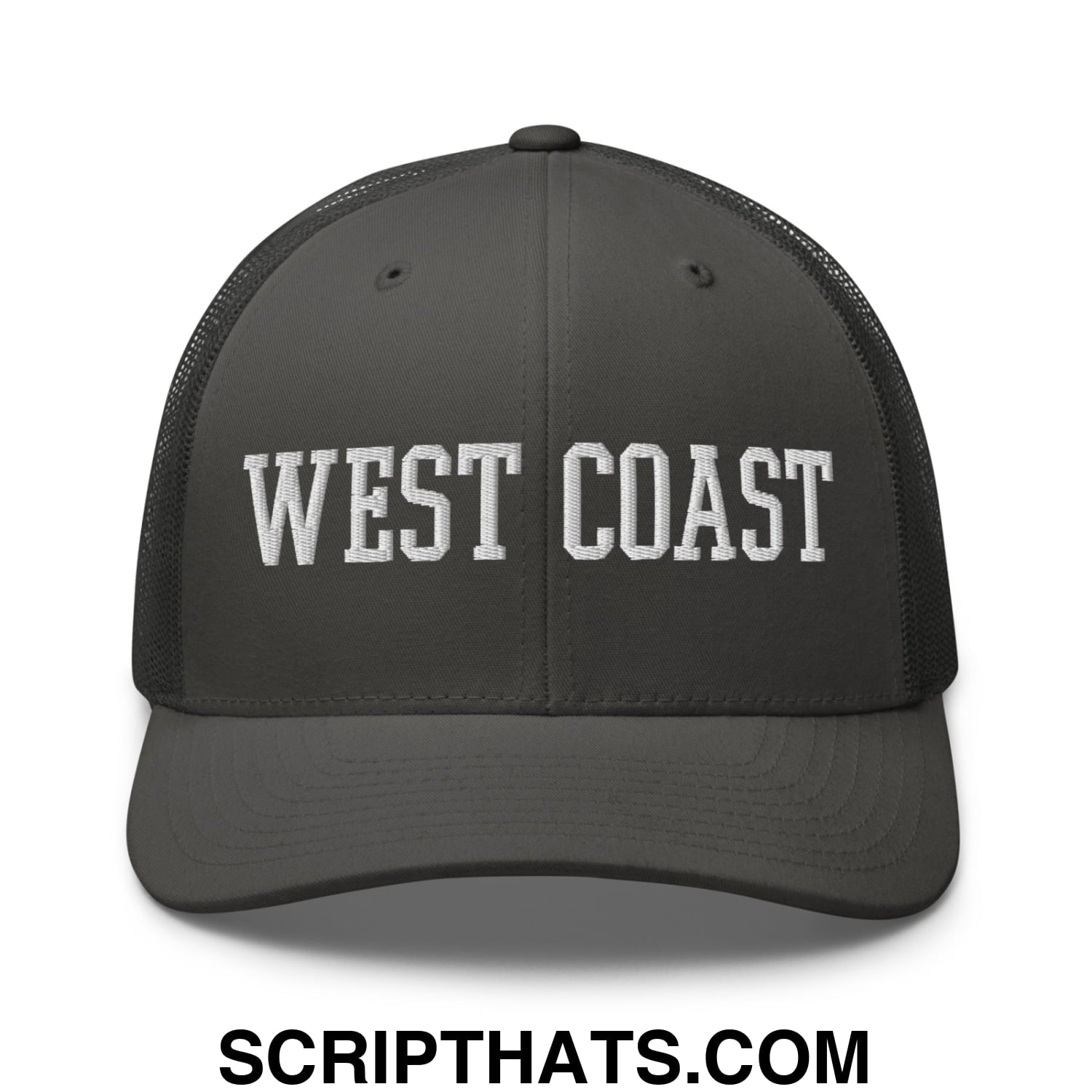 West Coast Embroidered Mesh Trucker Hat Charcoal