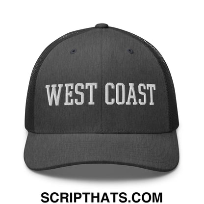 West Coast Embroidered Mesh Trucker Hat Dark Heather Gray