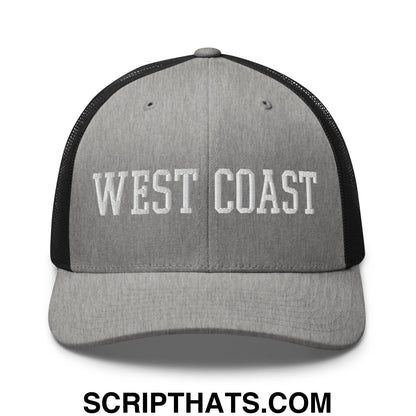 West Coast Embroidered Mesh Trucker Hat Heather Black