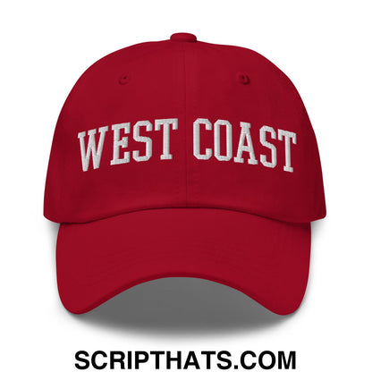 West Coast Embroidered Unstructured Dad Hat Cranberry