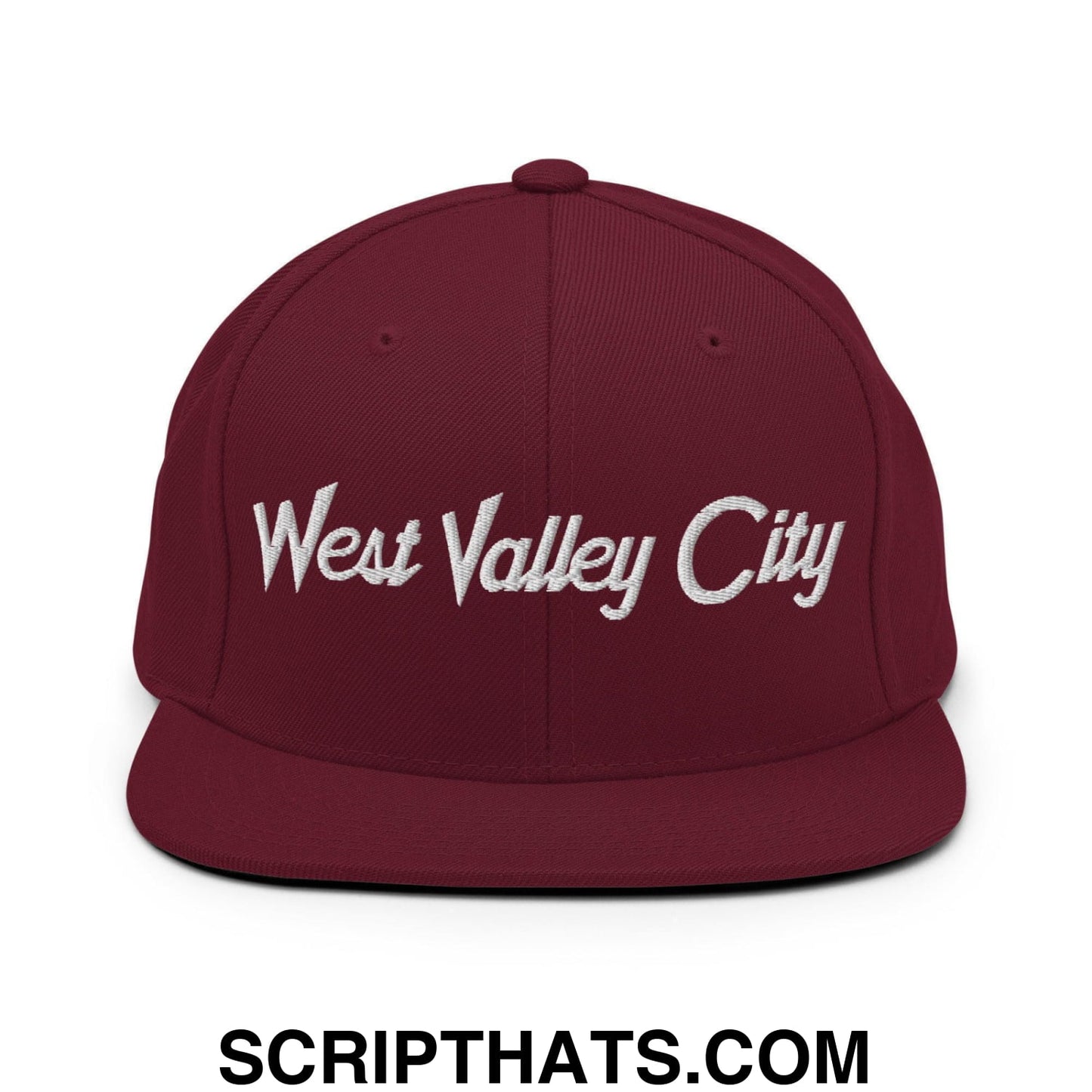 West Valley City Script Snapback Hat Maroon