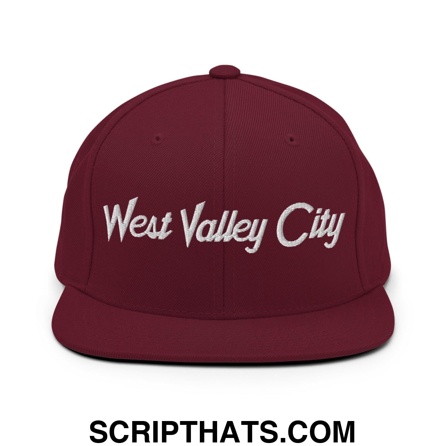 West Valley City Script Snapback Hat Maroon