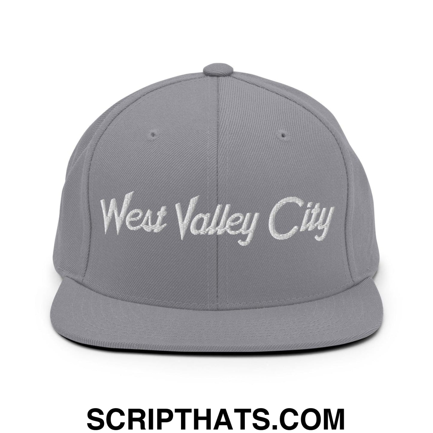 West Valley City Script Snapback Hat Silver