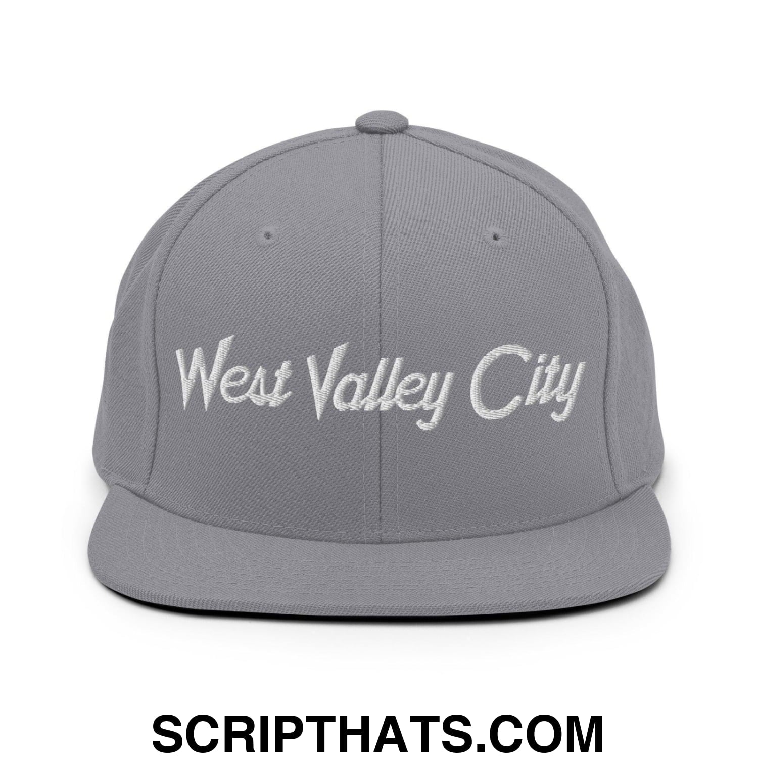West Valley City Script Snapback Hat Silver
