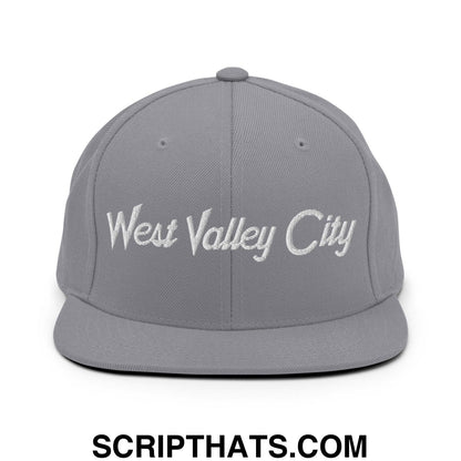 West Valley City Script Snapback Hat Silver