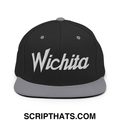 Wichita Script Snapback Hat Black Silver