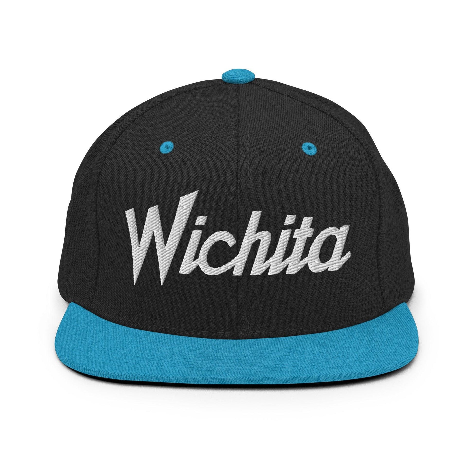 Wichita Script Snapback Hat Black/ Teal