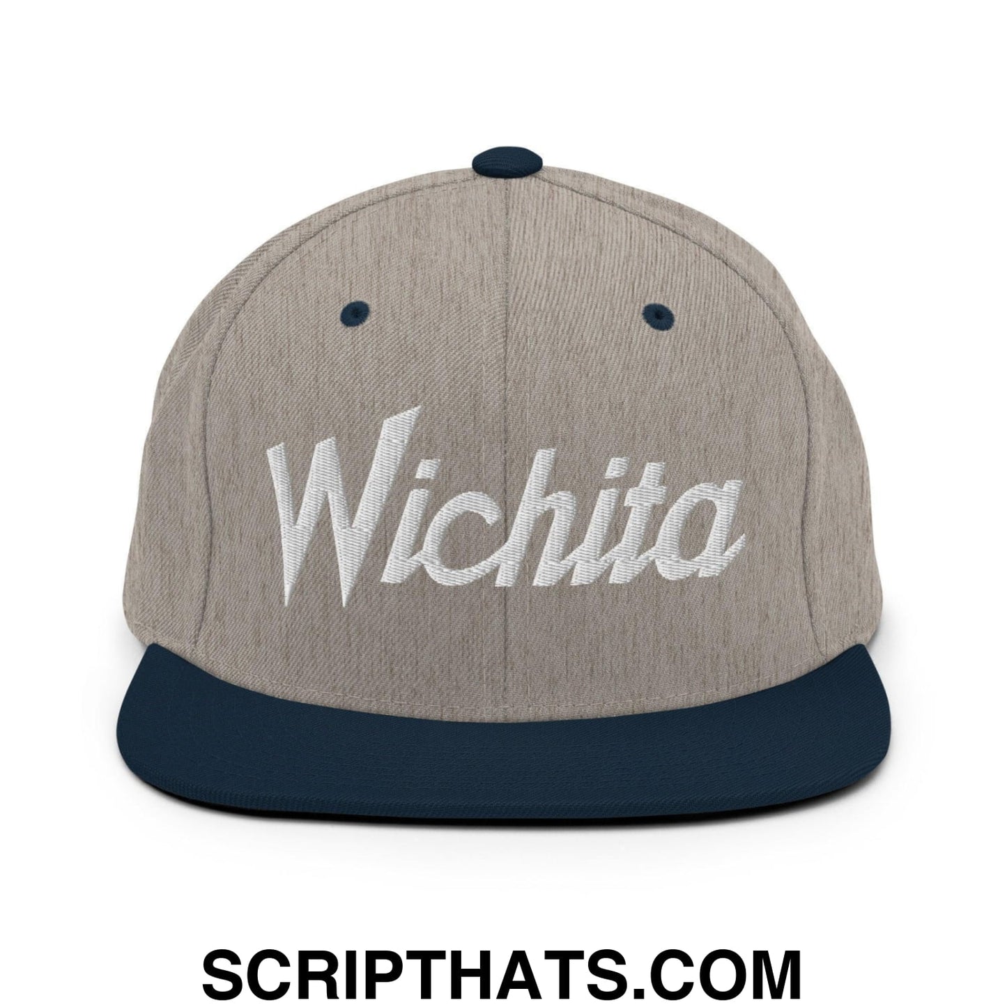 Wichita Script Snapback Hat Heather Grey Navy