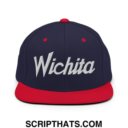 Wichita Script Snapback Hat Navy Red