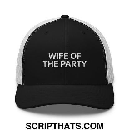 Wife of the Party Embroidered Mesh Trucker Hat Black White