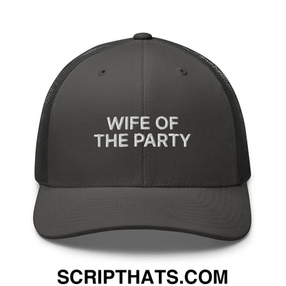 Wife of the Party Embroidered Mesh Trucker Hat Charcoal