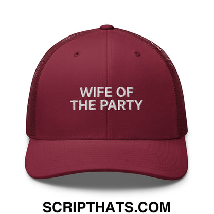 Wife of the Party Embroidered Mesh Trucker Hat Cranberry