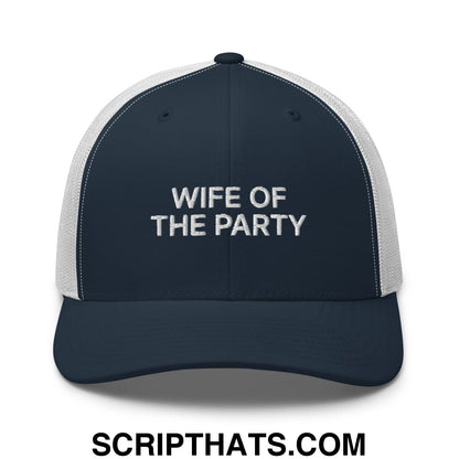 Wife of the Party Embroidered Mesh Trucker Hat Navy White