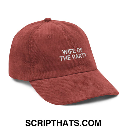 Wife of the Party Embroidered Unstructured Corduroy Dad Hat Burgundy