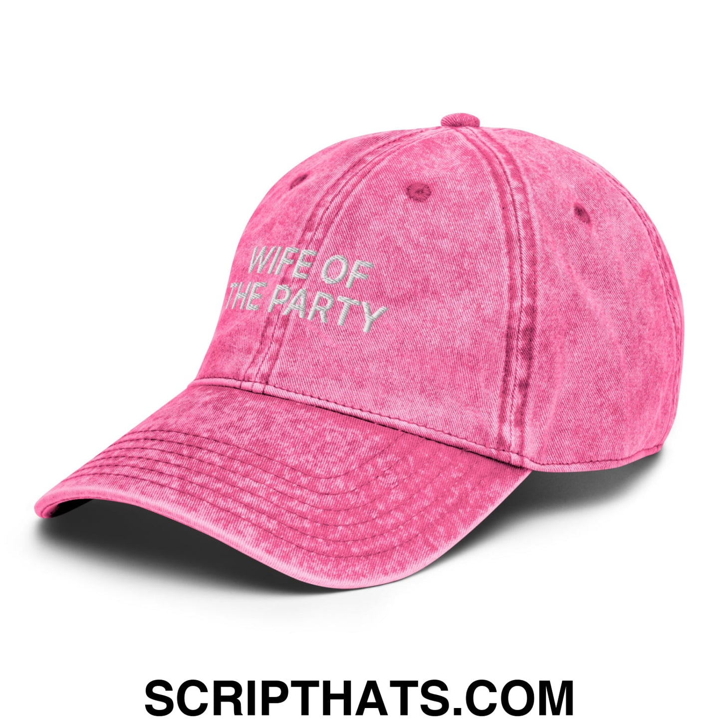 Wife of the Party Embroidered Unstructured Denim Dad Hat Pink