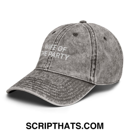 Wife of the Party Embroidered Unstructured Denim Dad Hat Charcoal Grey