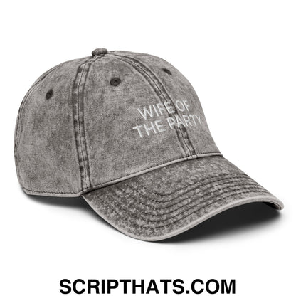 Wife of the Party Embroidered Unstructured Denim Dad Hat Charcoal Grey