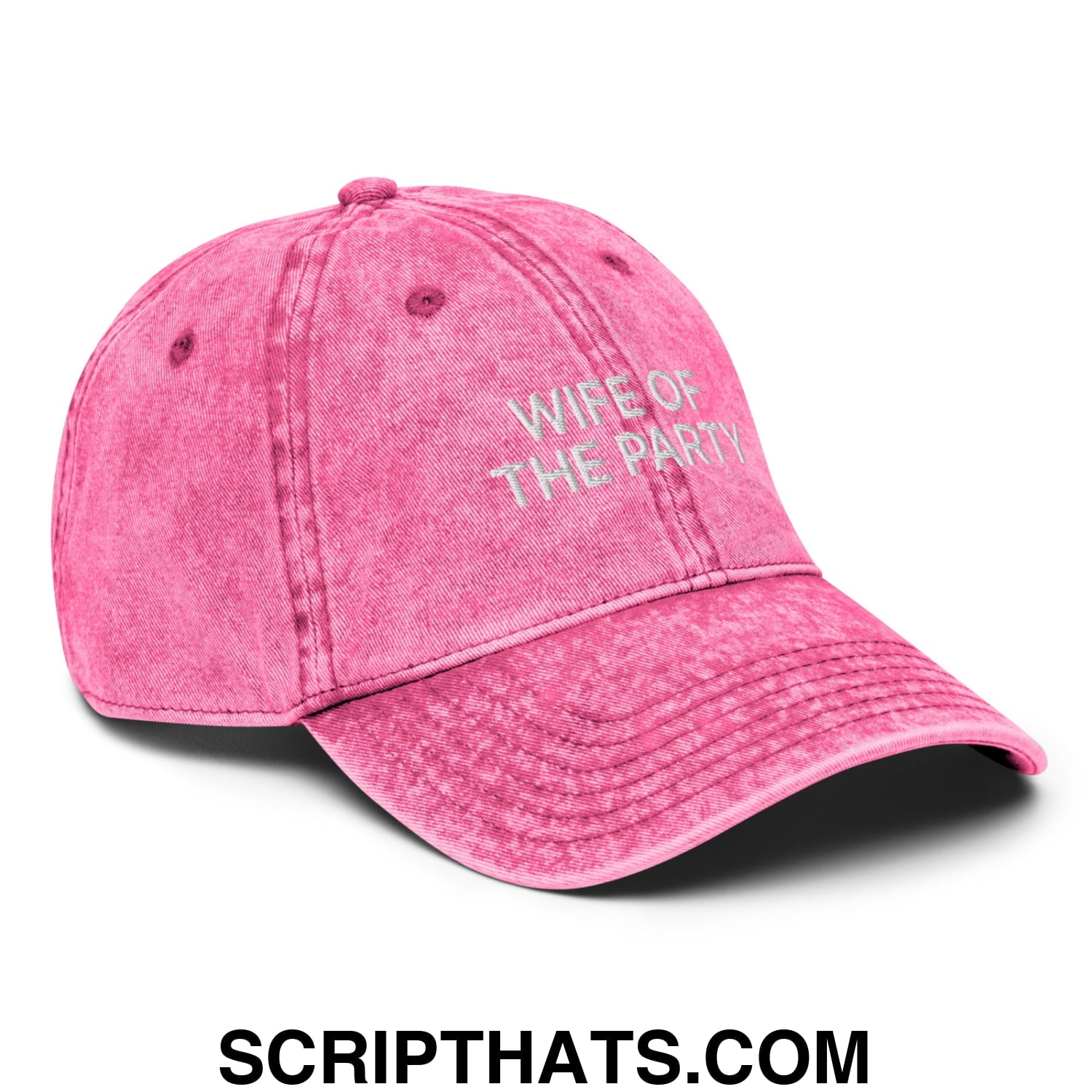 Wife of the Party Embroidered Unstructured Denim Dad Hat Pink