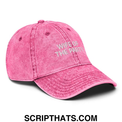 Wife of the Party Embroidered Unstructured Denim Dad Hat Pink
