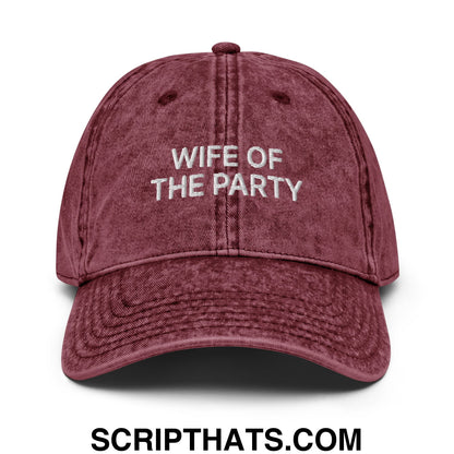 Wife of the Party Embroidered Unstructured Denim Dad Hat Maroon