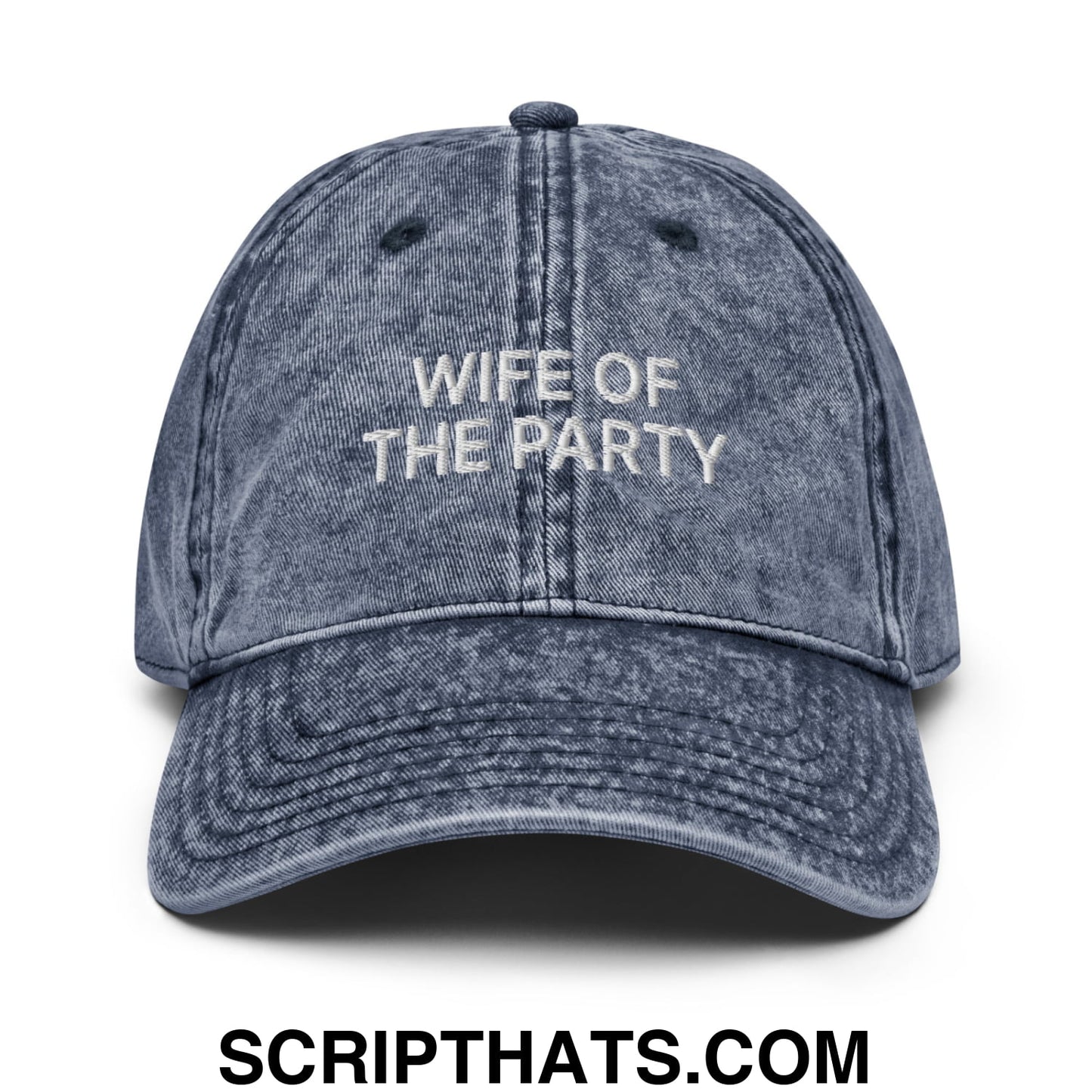 Wife of the Party Embroidered Unstructured Denim Dad Hat Navy
