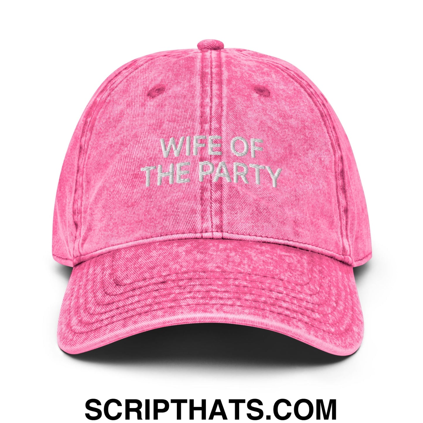 Wife of the Party Embroidered Unstructured Denim Dad Hat Pink