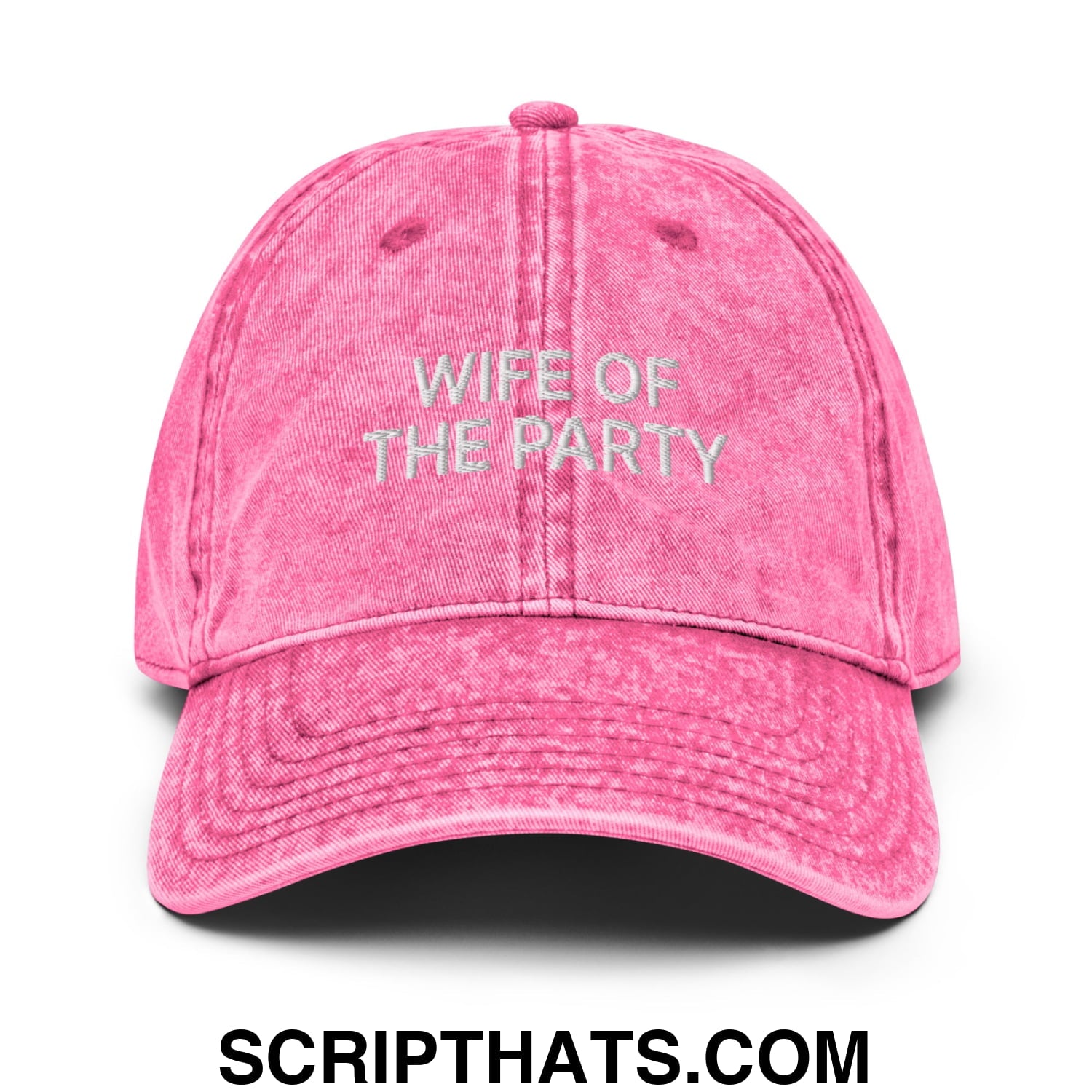 Wife of the Party Embroidered Unstructured Denim Dad Hat Pink