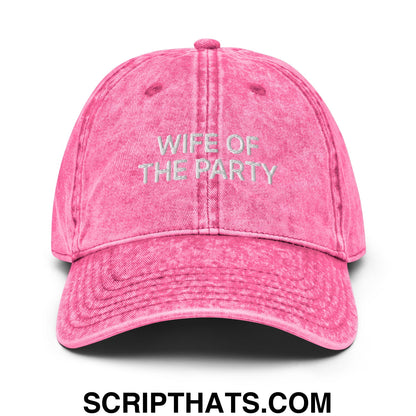 Wife of the Party Embroidered Unstructured Denim Dad Hat Pink