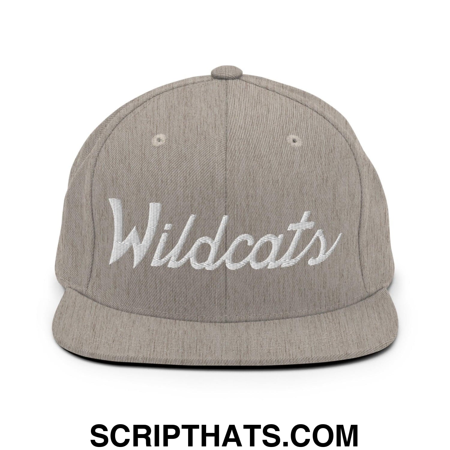 Wildcats School Mascot Script Snapback Hat Heather Grey