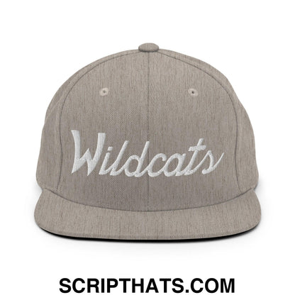 Wildcats School Mascot Script Snapback Hat Heather Grey