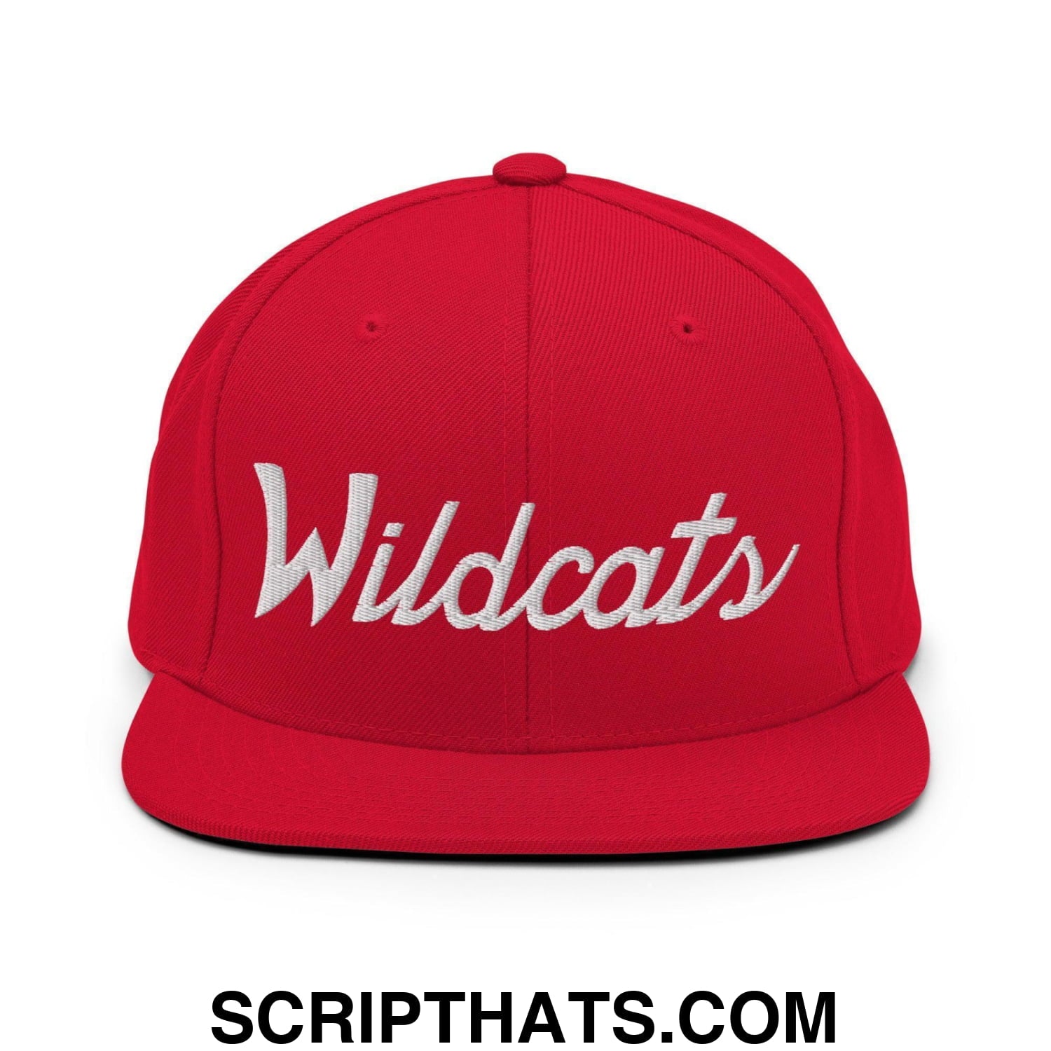 Wildcats School Mascot Script Snapback Hat Red