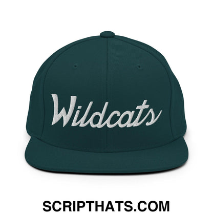 Wildcats School Mascot Script Snapback Hat Spruce