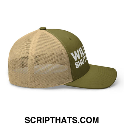Will You Shut Up Man? Retro Trucker Hat Moss Khaki