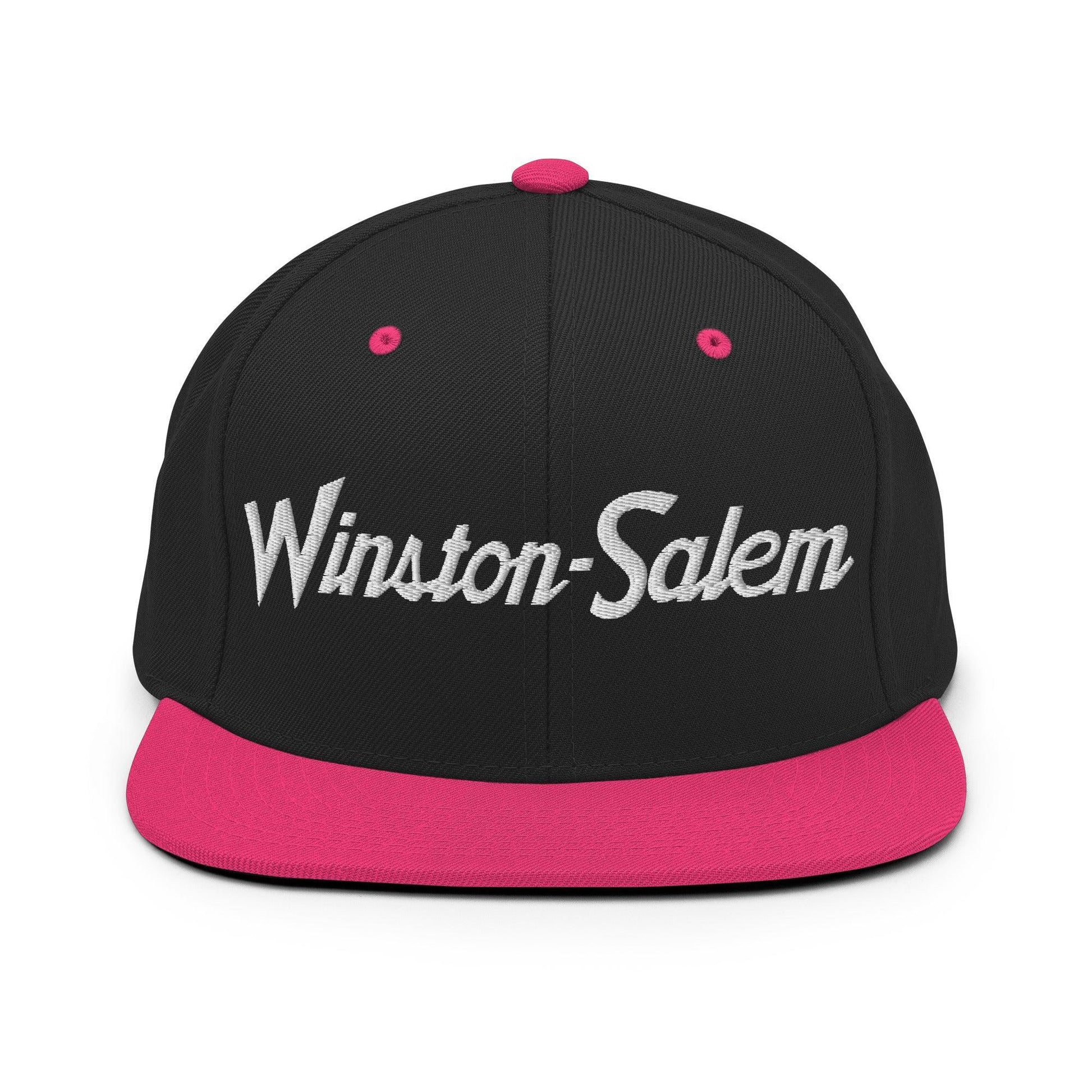 Winston-Salem Script Snapback Hat Black/ Neon Pink