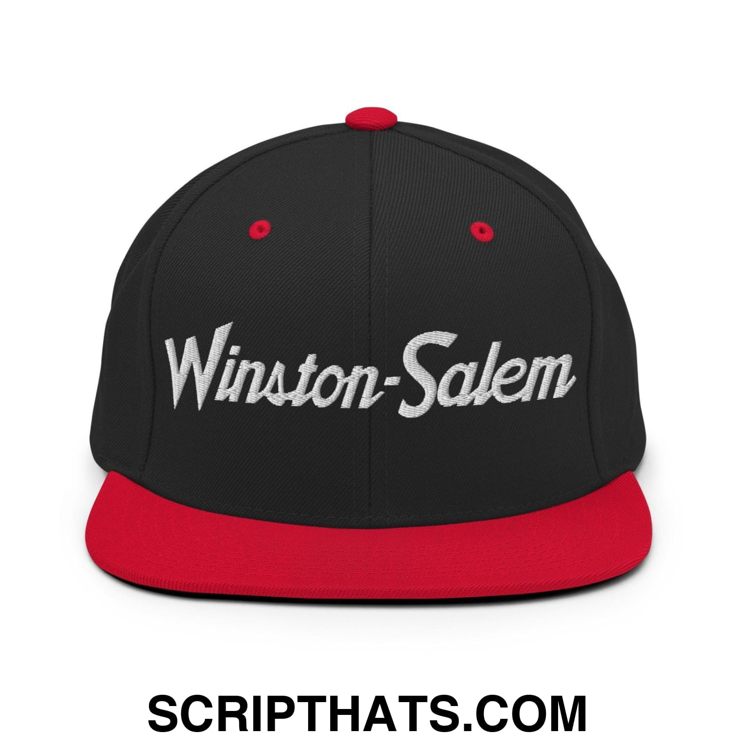 Winston-Salem Script Snapback Hat Black Red