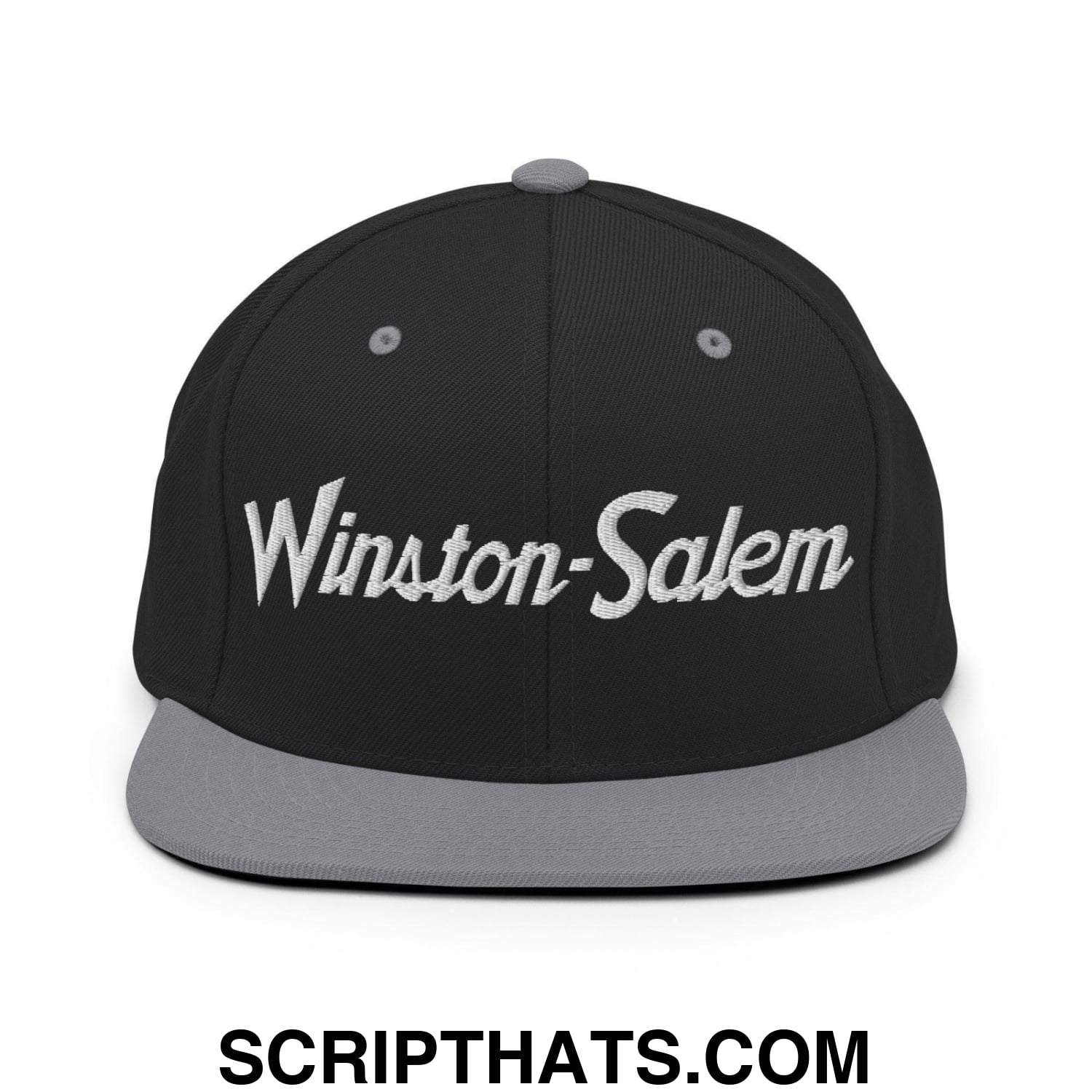Winston-Salem Script Snapback Hat Black Silver