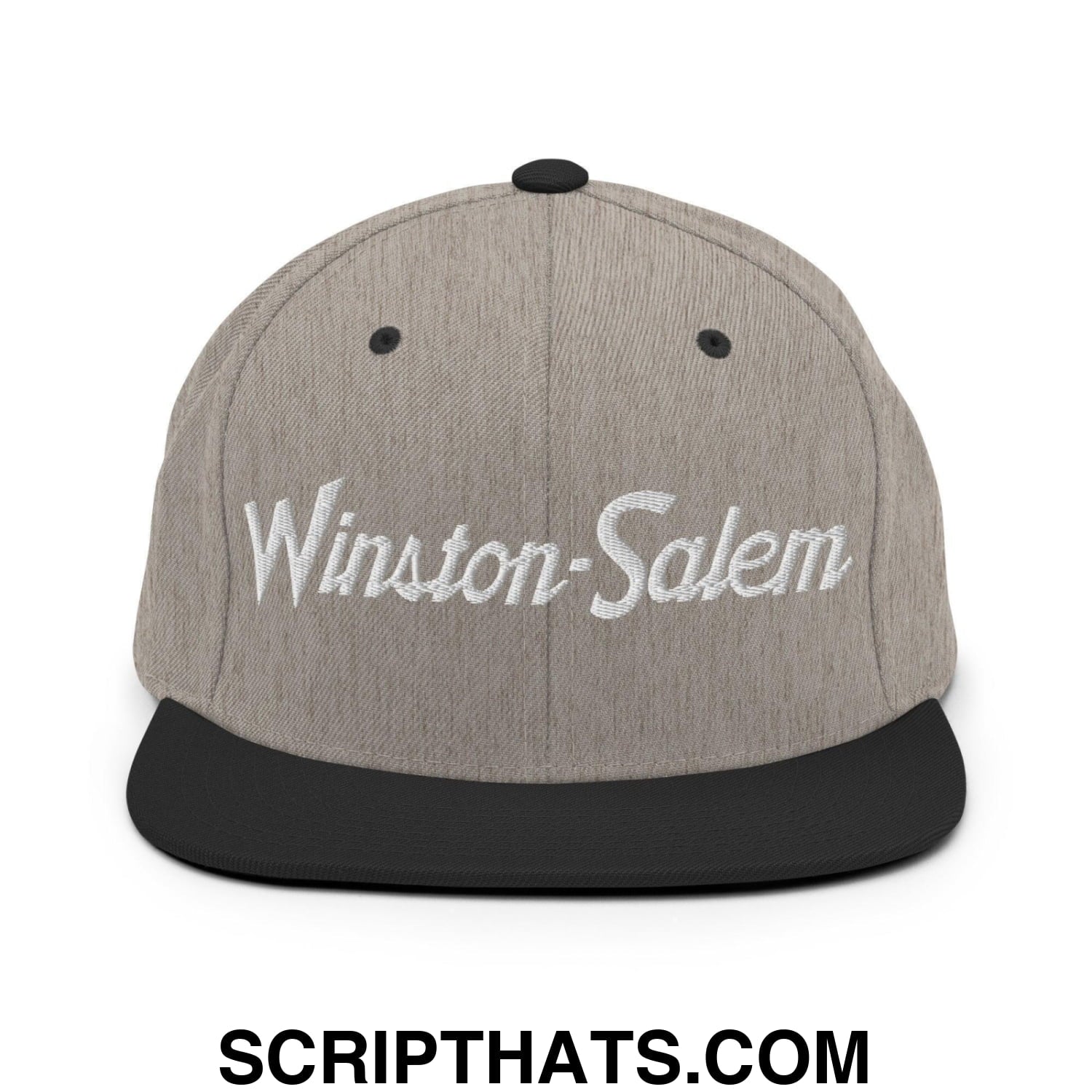 Winston-Salem Script Snapback Hat Heather Black